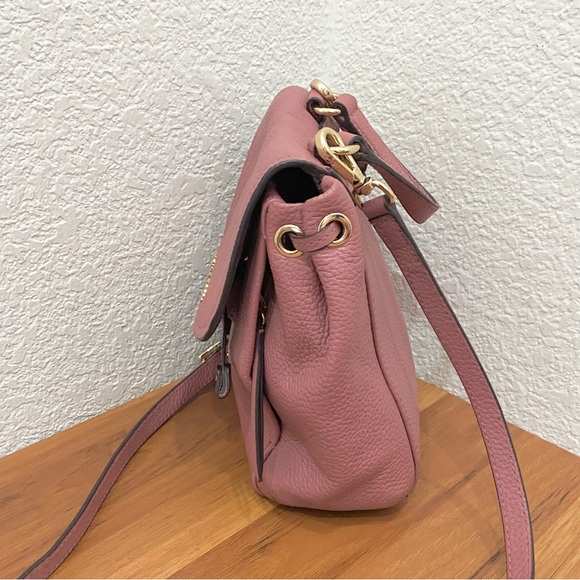 MICHAEL KORS Riley Small Flap Drawstring Pebbled Leather Crossbody Bag in Rose - Picture 4 of 16